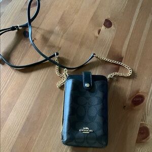 Coach Black and Gold Crossbody Bag with Luxurious Chain